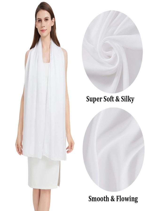 Nonakgado mulberry silk scarf-ladies spring fall summer white long real silk neck scarf hijab travel beach shawl for women(CJ-White) - Image 2